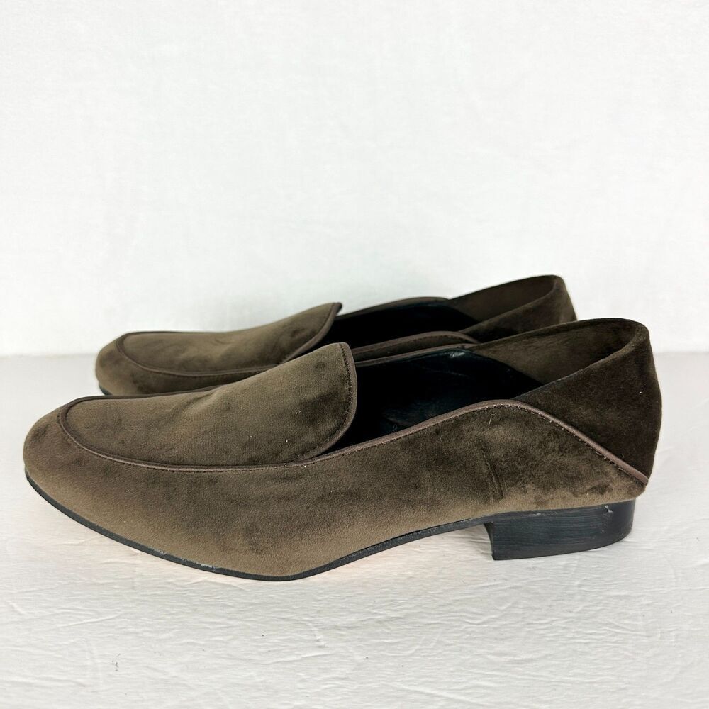 J McLaughlin Luna Velvet Loafer Size 7.5 Chocolate Brown Leather Sole
